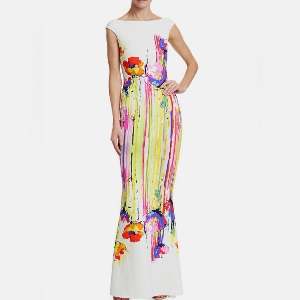 Chiara Boni La Petite Robe Purity Jersey Print Sleeveless Mermaid Gown S/ 40